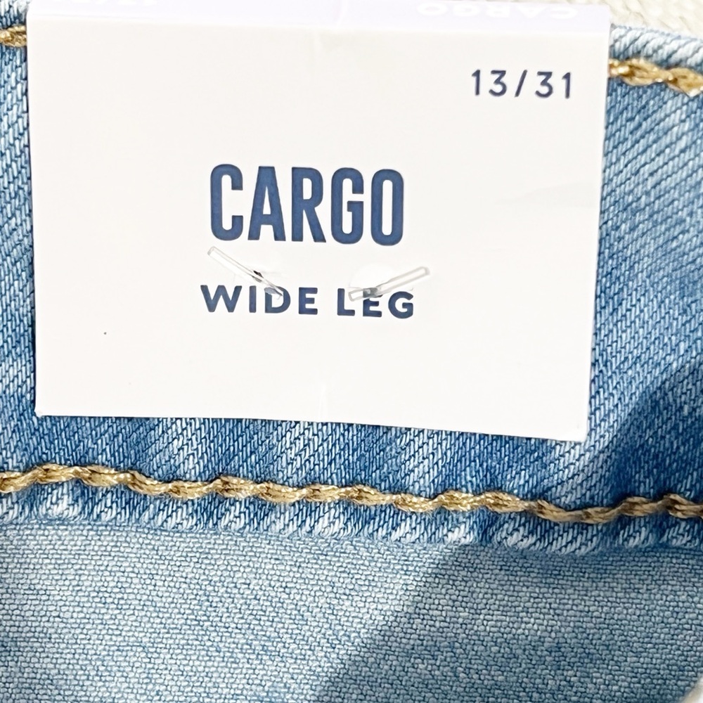 NWT! [Wax Jean] Light Wash Wide Leg Cargo Jeans Y2K Back to School Size 31 - Picture 7 of 10